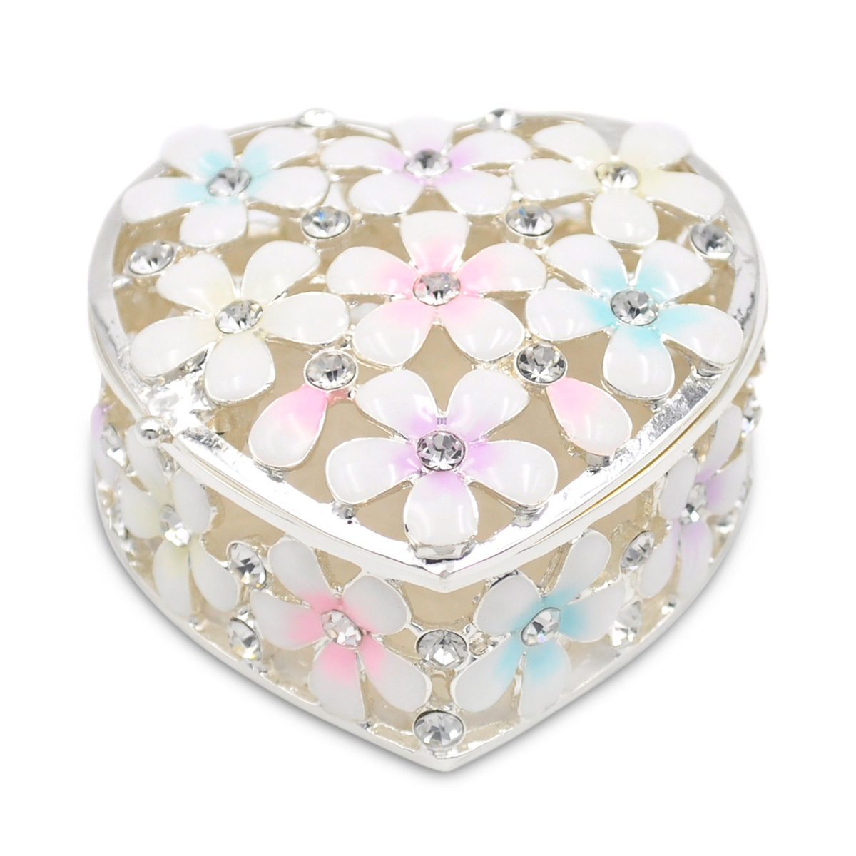 Heart trinket box w/flowers